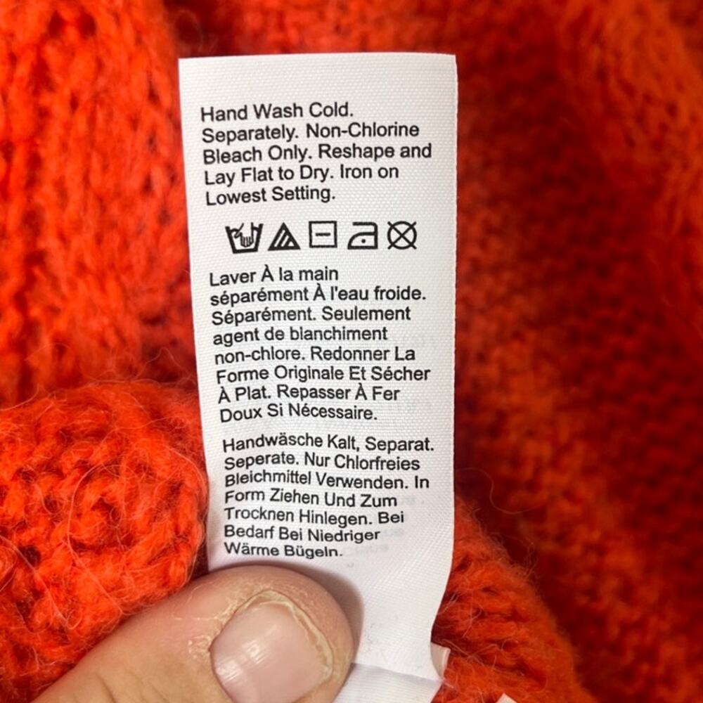 J. Crew Orange Cable Knit Pom-Pom Sweater - Picture 7 of 9